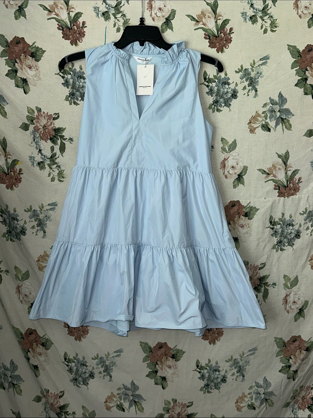 Amanda Uprichard Powder Blue Tiered Mini Dress